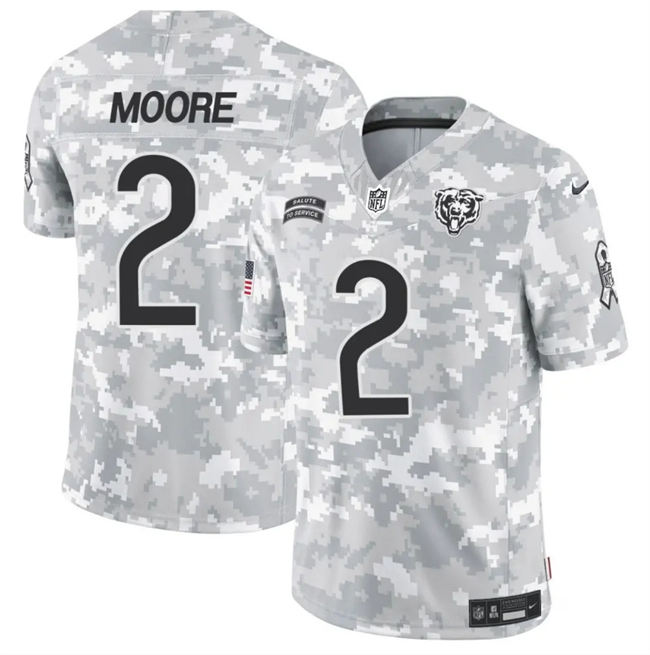 Men's Chicago Bears #2 DJ Moore 2024 F.U.S.E Arctic Camo Salute to Service Limited Football Stitched Jersey